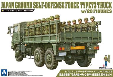 投げ売り堂 - 1/72 陸上自衛隊 73式大型トラック 3t半(乗車隊員20体セット) 「ミリタリーモデルキットシリーズ No.12」 [12093]_00