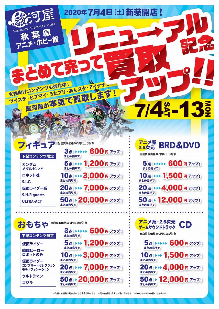 明日7 4 土 駿河屋秋葉原アニメ ホビー館がパワーアップしてリニューアルオープン 駿河屋オフィシャルブログ