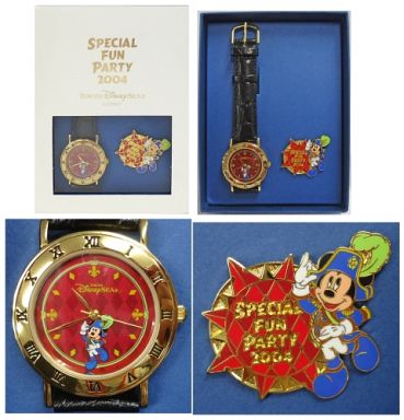 駿河屋 買取 ミッキー 腕時計 ピンズ付 スペシャルファンパーティー04 東京ディズニーシー限定 腕時計 懐中時計
