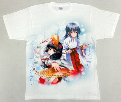 重藤秋穂＆森園芽以 年の瀬巫女さんTシャツ ホワイト Lサイズ 「ガールフレンド(仮)」 C91グッズ