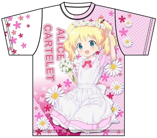 アリス・カータレット(ピクニック) フルグラフィックTシャツ ホワイト×ピンク フリーサイズ 「きんいろモザイク Pretty Days」