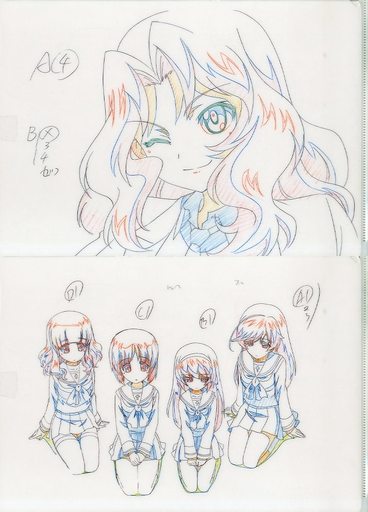 5.ケイ(ウインク)/みほ＆沙織＆優花里＆華(正座) 原画A4クリアファイル2枚セット 「ガールズ＆パンツァー博覧会」