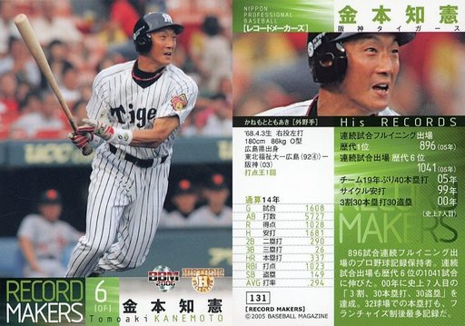 ベースボールカード　金本選手　ユーズドバットカード