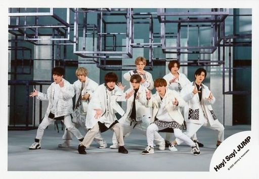 生写真 ジャニーズ アイドル Hey Say Jump Hey Say Jump 集合 8人 横型 全身 衣装白 黒 中腰 両手パー 足開き シングル I Am Muah Muah Mv ジャケ写オフショット 公式生写真 Merchpunk