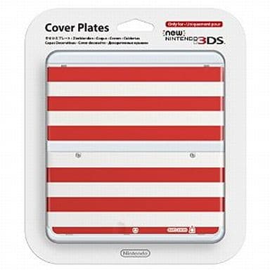 駿河屋 新品 中古 きせかえプレート No 043 ボーダー レッドホワイト New3ds用 ニンテンドー3ds