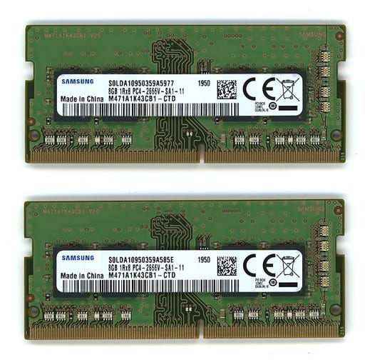 ノート用 PC4-21300 (DDR4-2666) 8GB×2 サムスン製
