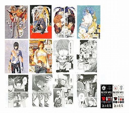 駿河屋 中古 小畑健画集 Blanc Et Noir Death Box カラー モノクロ原画12枚 ステッカーセット アニメムック