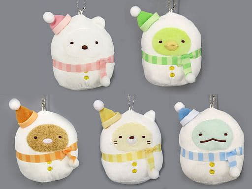 全5種セット ボールチェーン付き雪だるまぬいぐるみ 「すみっコぐらし」 全5種セット ボールチェーン付き雪だるまぬいぐるみ 「すみっコぐらし」