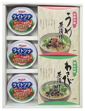 ライトツナフレーク80g 3個＆古里の香 うめ茶漬け4個＆深山の粋 わさび茶漬け4個セット