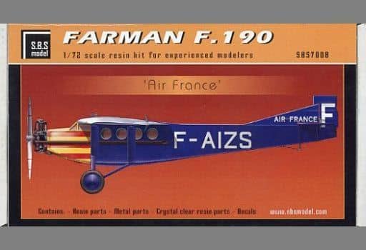 駿河屋 -<新品/中古>1/72 FARMAN F.190 レジンキャストキット [SBS7008 ...