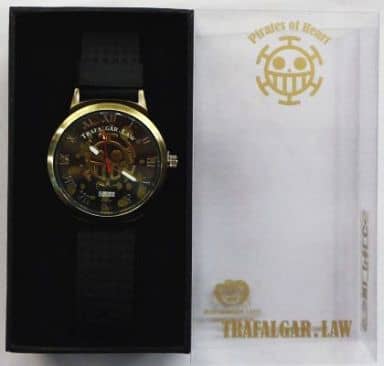 駿河屋 中古 トラファルガー ロー 文字盤ブラック ベゼルゴールド 豹柄ウォッチ 腕時計 ワンピース 海賊王 腕時計 懐中時計