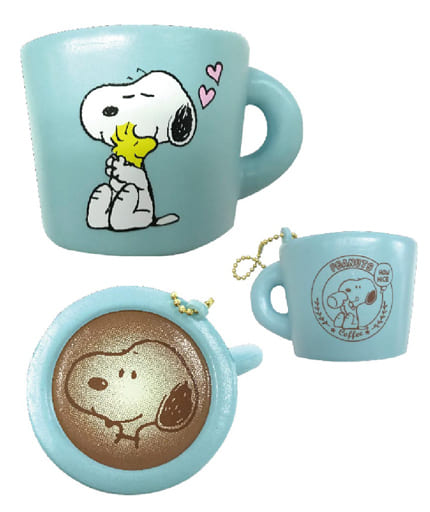 駿河屋 新品 中古 スヌーピー ウッドストック ブルー ぷにぷにマスコット ラテアート Peanuts Snoopy キーホルダー マスコット