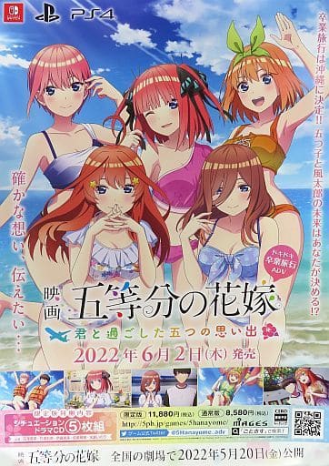 販促用非売品ポスターA パッケージイラスト 「PS4/Switch 映画 五等分の花嫁 ~君と過ごした五つの思い出~」 ごときす発売記念抽選会 C賞 販促用非売品ポスターA パッケージイラスト 「PS4/Switch 映画 五等分の花嫁 ~君と過ごした五つの思い出~」 ごときす発売記念抽選会 C賞