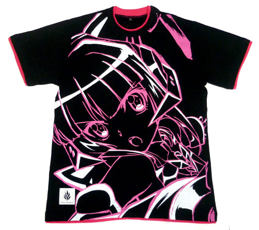 駿河屋 -<中古>月読調 キャラクターTシャツ ブラック×ピンク Lサイズ