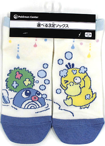 駿河屋 中古 コダック ニョロモ ショートソックス コダックはノーてんき ブルー クリーム 23 25cm ポケットモンスター ポケモン センター限定 ソックス