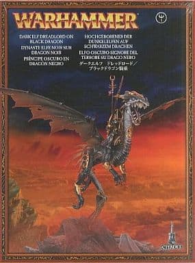駿河屋 新品 中古 ダークエルフ ドレッドロード ブラックドラゴン騎乗 ウォーハンマー ダークエルフ Dark Elf Dreadlord On Black Dragon 85 09 ミニチュアゲーム