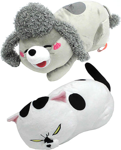 駿河屋 -<中古>全2種セット まるくなるBIGぬいぐるみ 「犬と猫どっちも