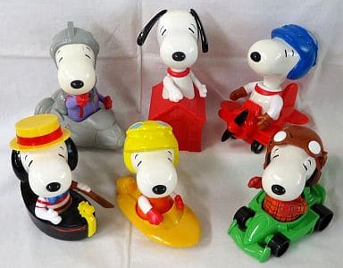 駿河屋 中古 スヌーピー 乗り物シリーズフィギュア 6体セット Snoopy 03年マクドナルドハッピーセットプレミアム限定 ハッピーセット