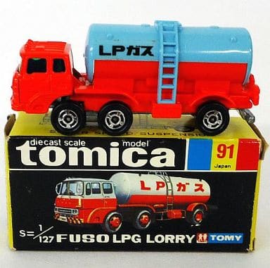1/127 ふそう LPG ローリー(オレンジ×スカイブルー/黒箱/日本製) 「トミカ No.91」 1/127 ふそう LPG ローリー(オレンジ×スカイブルー/黒箱/日本製) 「トミカ No.91」