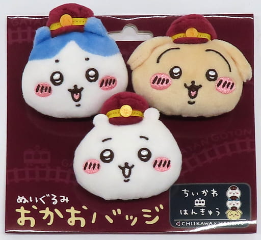 駿河屋 -<中古>集合 ぬいぐるみおかおバッジ3個セット 「ちいかわ×阪急