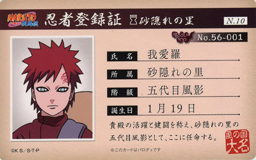 NARUTO バラエティカード 忍者登録証 イメージ パロディ-