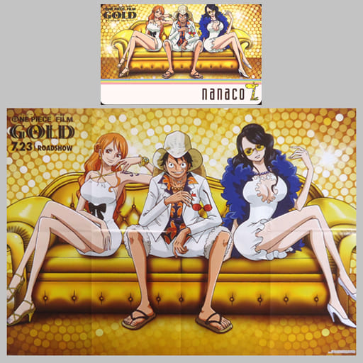 駿河屋 中古 ナミ モンキー D ルフィ ニコ ロビン Nanacoカード100point One Piece Film Gold 佐藤雅将 B2ポスター付き カジノ服ver 金券