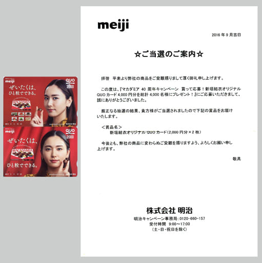 駿河屋 -<中古>(※使用済み)(2枚組) 新垣結衣「クオカード2000
