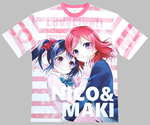 駿河屋 中古 ラブライブ にこまきtシャツ Mサイズ ホワイト 矢澤にこ 西木野真姫 大島智 僕らのラブライブ 7 スイートピー Tシャツ