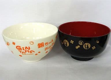 駿河屋 中古 神楽と神威のお茶碗 お椀セット 銀魂 皿 茶碗