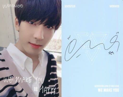 SEVENTEEN/WONWOO(ウォヌ)/「#HAPPY」・裏面水色/CD「JAPAN 1ST MINI ALBUM WE MAKE YOU」(初回限定盤A)特典フォトカード SEVENTEEN/WONWOO(ウォヌ)/「#HAPPY」・裏面水色/CD「JAPAN 1ST MINI ALBUM WE MAKE YOU」(初回限定盤A)特典フォトカード
