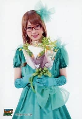 駿河屋 中古 Team ゆーたく 江口拓也 上半身 衣装緑色のドレス 両手花束 女装 ゆーたく祭14 物販ブロマイド 男性声優