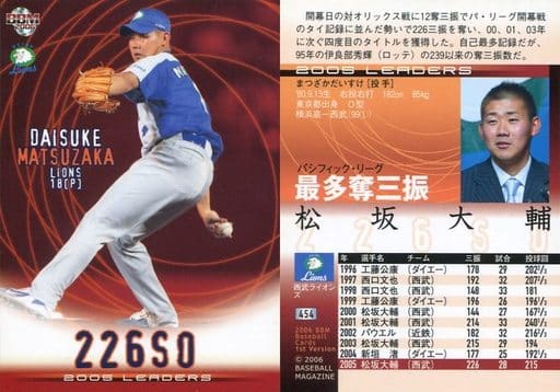 駿河屋 -<中古>454:松坂大輔「埼玉西武ライオンズ」(BBM)