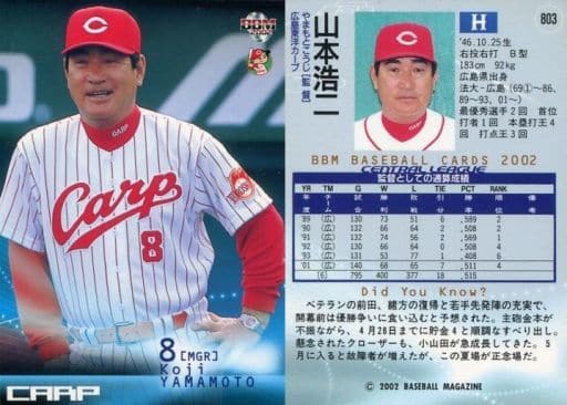 駿河屋 -<中古>803 : 山本浩二「広島東洋カープ」(BBM)