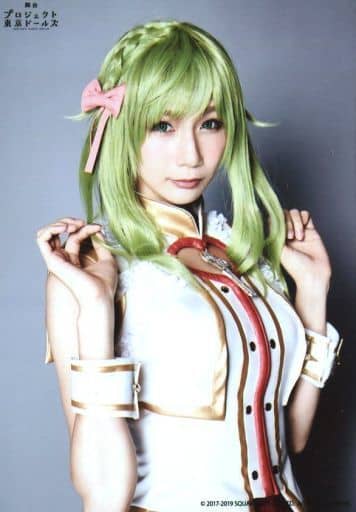 生写真(女性)/女優 舞川みやこ(シオリ)/上半身・右向き・衣装白・赤・両手上げ/舞台「プロジェクト東京ドールズ」ランダムブロマイド