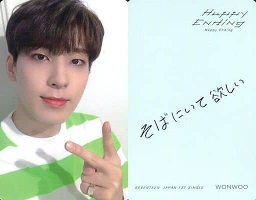 SEVENTEEN/WONWOO(ウォヌ)/印刷メッセージ入り・裏面緑/CD「JAPAN 1ST