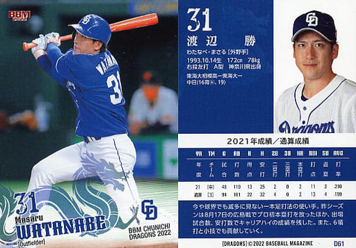 駿河屋 D61[レギュラーカード]：渡辺勝（BBM）