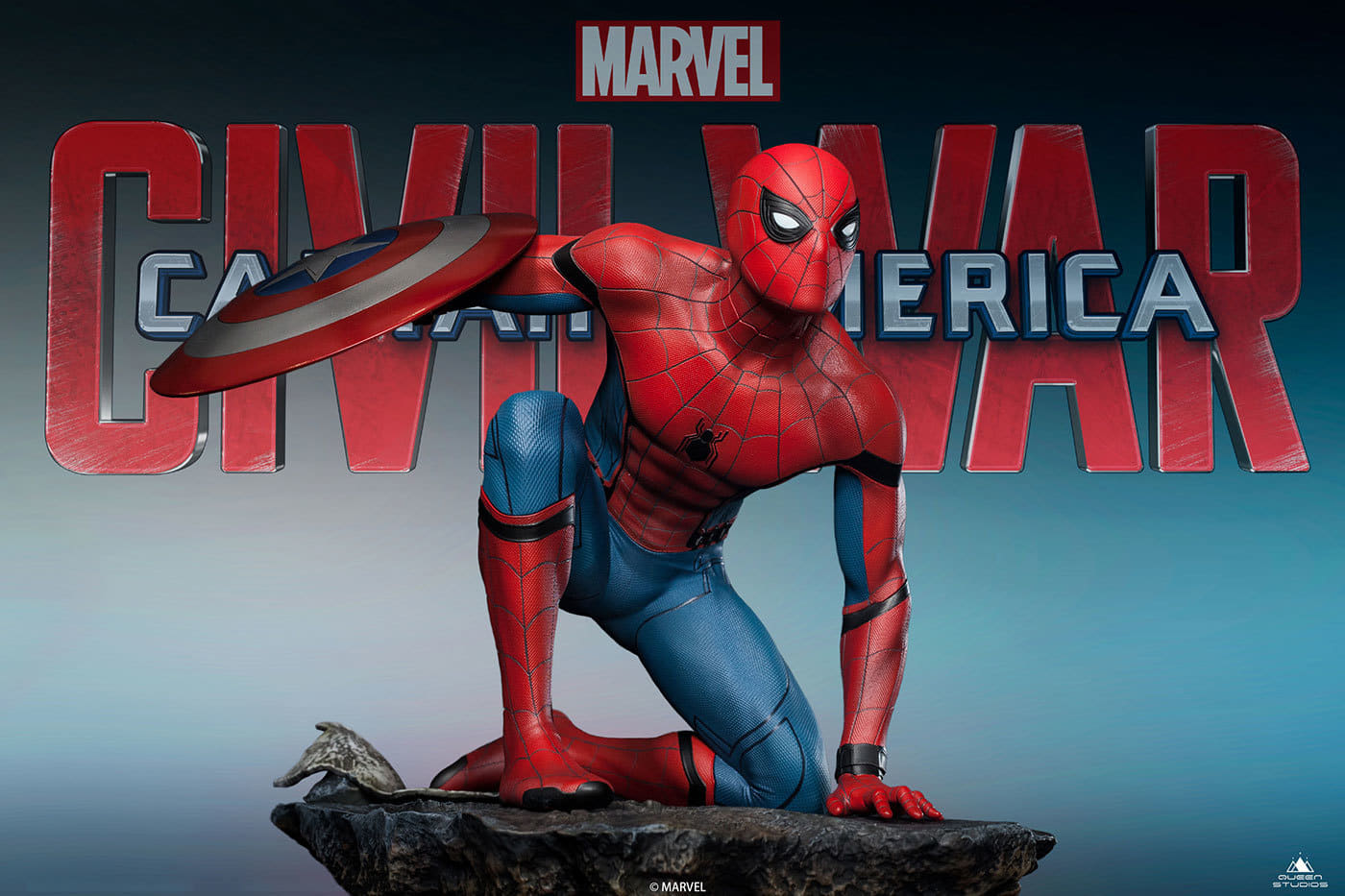 スパイダーマン(レギュラー版) 「シビル・ウォー/キャプテン・アメリカ」 1/4 クイーン・スタジオ スタチュー #02A スパイダーマン(レギュラー版) 「シビル・ウォー/キャプテン・アメリカ」 1/4 クイーン・スタジオ スタチュー #02A