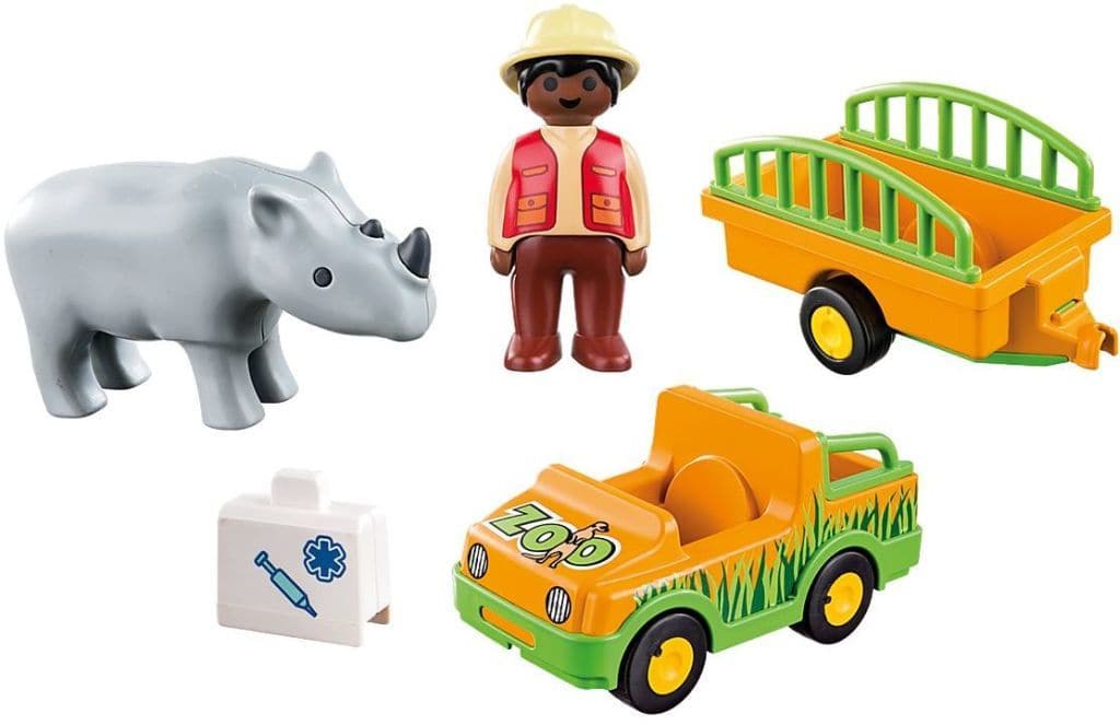 おもちゃ プレモ1・2・3 動物園の乗り物とサイ 「playmobil プレイ