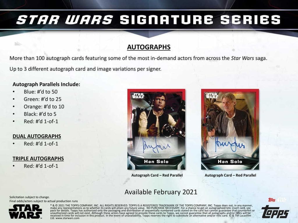 駿河屋 -<新品/中古>2021 TOPPS STAR WARS SIGNATURE SERIES HOBBY