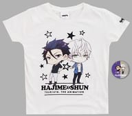 駿河屋 中古 睦月始 霜月隼 コラボtシャツ 特製缶バッジ付き ホワイト Lサイズ ツキウタ The Animation しまむら その他