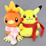 ピカチュウ＆アチャモ(マフラー) とりかえっこぬいぐるみ 「ポケットモンスター」 ポケモンセンター限定